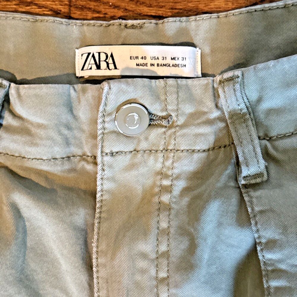 Zara Cargo Pants Women SZ 31 Olive Green Baggy Wide Leg Utility Y2K Military 90s - Picture 5 of 13